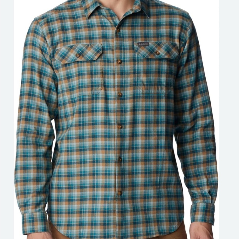 Columbia Men's Plaid Shirt in Blue and Brown
